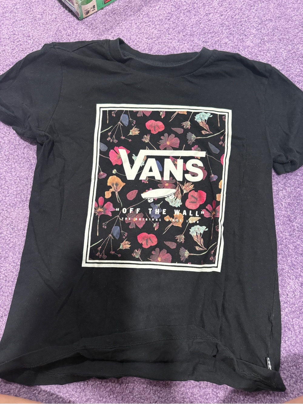 Vans Black Tee with Floral Box Logo